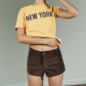 Zara Faux Suede Mini Shorts Brown NWT